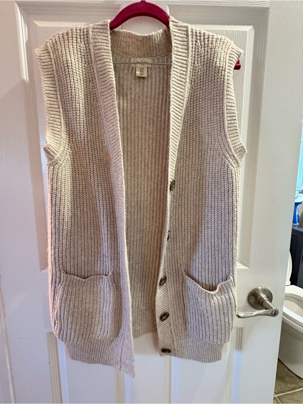 Jessica Simpson Cozy Cream Knit Button-Front Vest. Women’s XS